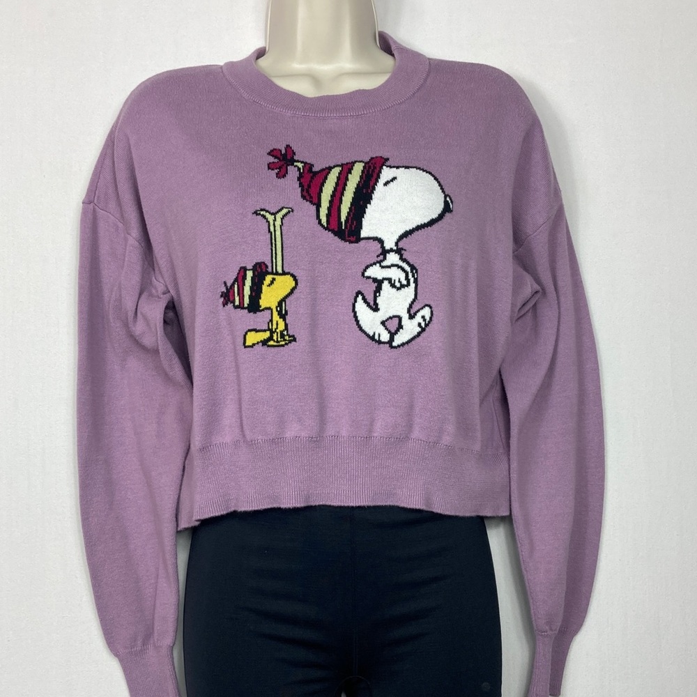📦 Aeropostale Lilac Peanuts Snoopy & Woodstock Sweater $4.99 shipping - Picture 5 of 10